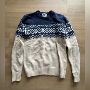 Old Navy Navy and Cream Fair Isle Crewneck Sweater (Men’s Medium)